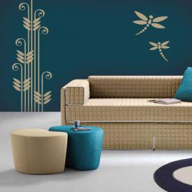 Libellules et fleurs de vinyl d&eacute;coratif