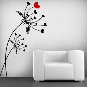 Fleurs coeur vinyle décoratif