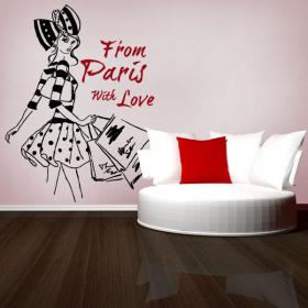 Femme vinyle décoratif illustration Paris à main levée