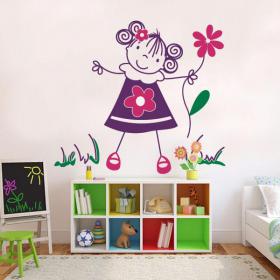 Fille de vinyle d&eacute;coratif pour enfants avec des fleurs