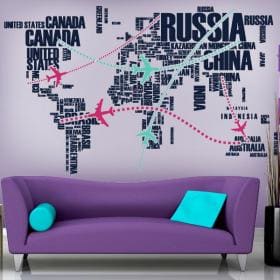 Itin&eacute;raires de monde d&eacute;coratif de vinyle