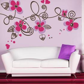 Fleurs et coeurs décoratifs vinyle