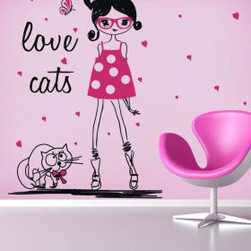 Vinyle silhouette femme Love Cats