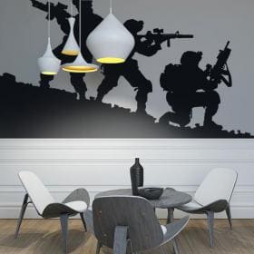 Panneaux luminescents divisant fluowall silhouettes militaires