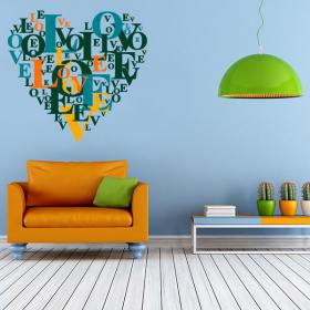 Textes de vinyle décoratif coeur amour