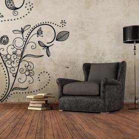 Adh&eacute;sif vinyle d&eacute;coratif fleurs Vintage