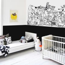 Adhésif vinyl décoratif famille d'animaux