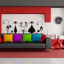 Panneaux luminescents divisant fluowall famille de chats