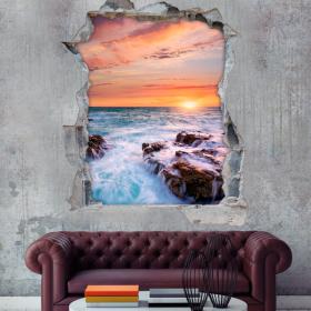Vinyle coucher de soleil sur mer 3D