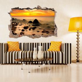 Vinyl 3D des roches dans la mer