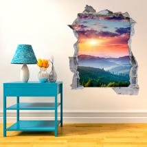 Vinyl 3D coucher de soleil dans les montagnes French 4515