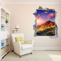Vinyl 3D soleil dans les montagnes