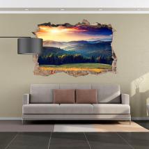 Vinyl 3D coucher de soleil dans les montagnes French 4524