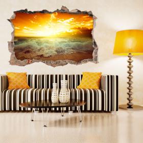 Rayons 3D vinyle du soleil sur la plage