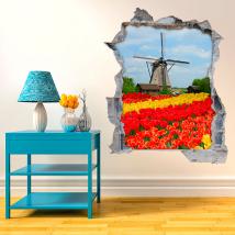 Moulin de 3D et vinyle de tulipes