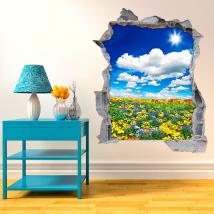Fleurs 3D de vinyle dans la Prairie