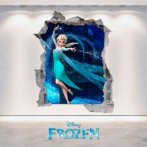 Mur vinyl 3D Disney Frozen trou French 4696