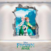 Mur 3D de vinyle Disney Anna et Elsa Frozen trou