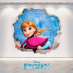 Mur 3D trou Disney Frozen Anna de vinyle