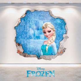Mur 3D de Disney vinyle congelés Elsa trou