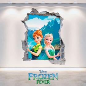 Disney vinyle congelés Elsa & Anna trou mur 3D