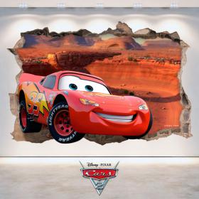 Autocollant 3D Disney Cars 2 trou mur