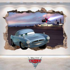 Trou de vinyle de mur 3D Disney Cars 2