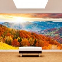 Photo mur murales coucher de soleil dans les montagnes