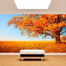 Arbre de peintures murales de mur photo automne