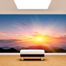 Photo mur murales coucher de soleil en montagne