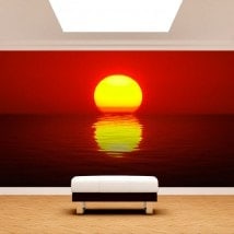 Photo mur murales soleil coucher de soleil mer