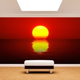 Photo mur murales soleil coucher de soleil mer
