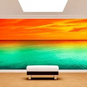 Coucher de soleil mer de photo mur murales