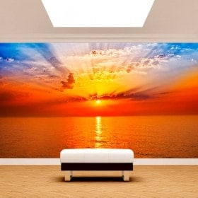 Mer de soleil coucher de soleil photo mur murales