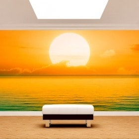Peintures murales photo mettent du soleil en mer