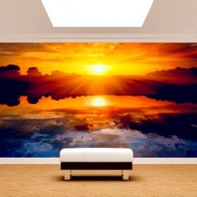 Fotomural soleil coucher de soleil mer