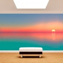 Couleurs du coucher du soleil de peintures murales photo mur