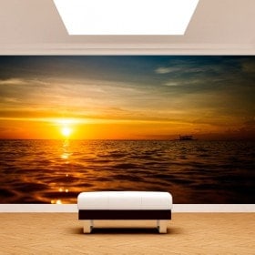 Photo mur murales coucher de soleil sur la mer