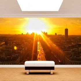 Paris photo murales au coucher du soleil