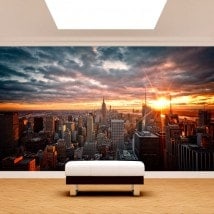 Coucher du soleil du Manhattan murales mur photo