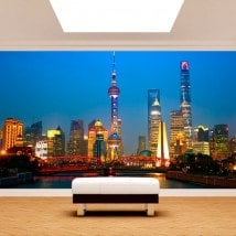 Villes de peintures murales mur Photo Shanghai