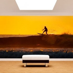 Photo mur murales surfer sur la vague