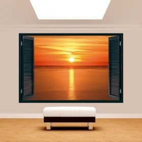 Fenêtre 3D mise en place du soleil dans la mer