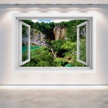 Windows 3D chutes d’eau dans les montagnes