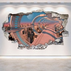 Vinyl mural brisé Sci-Fi 3D