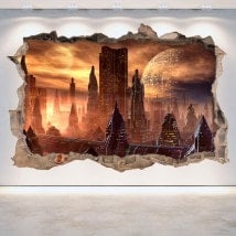 Scifi 3D trou vinyle mur science fiction