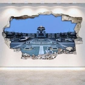Vaisseaux spatiaux de rotin mur vinyles science-fiction 3D