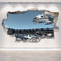 Espace de mur brisé vinyle station 3D Scifi French 5226