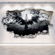 Mur 3D vinyle cassé Dracula