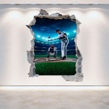 Mur de vinyle cassé Baseball 3D French 5293